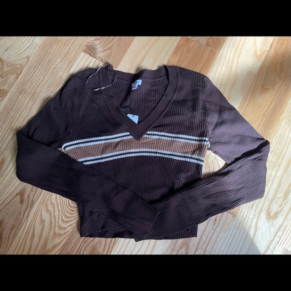 Ripped soft cropped long sleeve sweaters - Picture 1 of 2